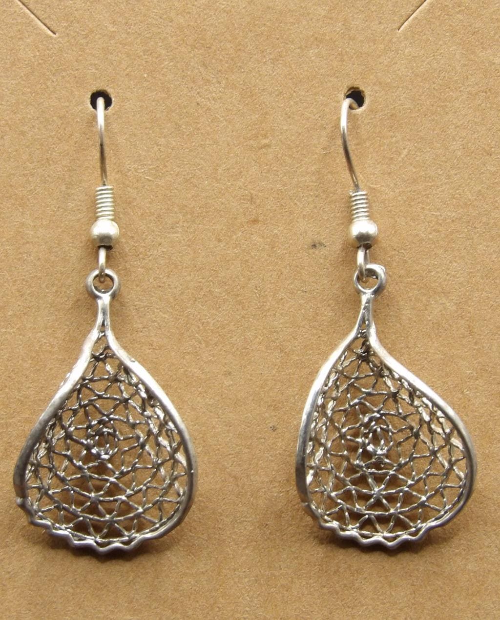 Women's Silver-Tone Teardrop Earrings with Woven Wire Detail