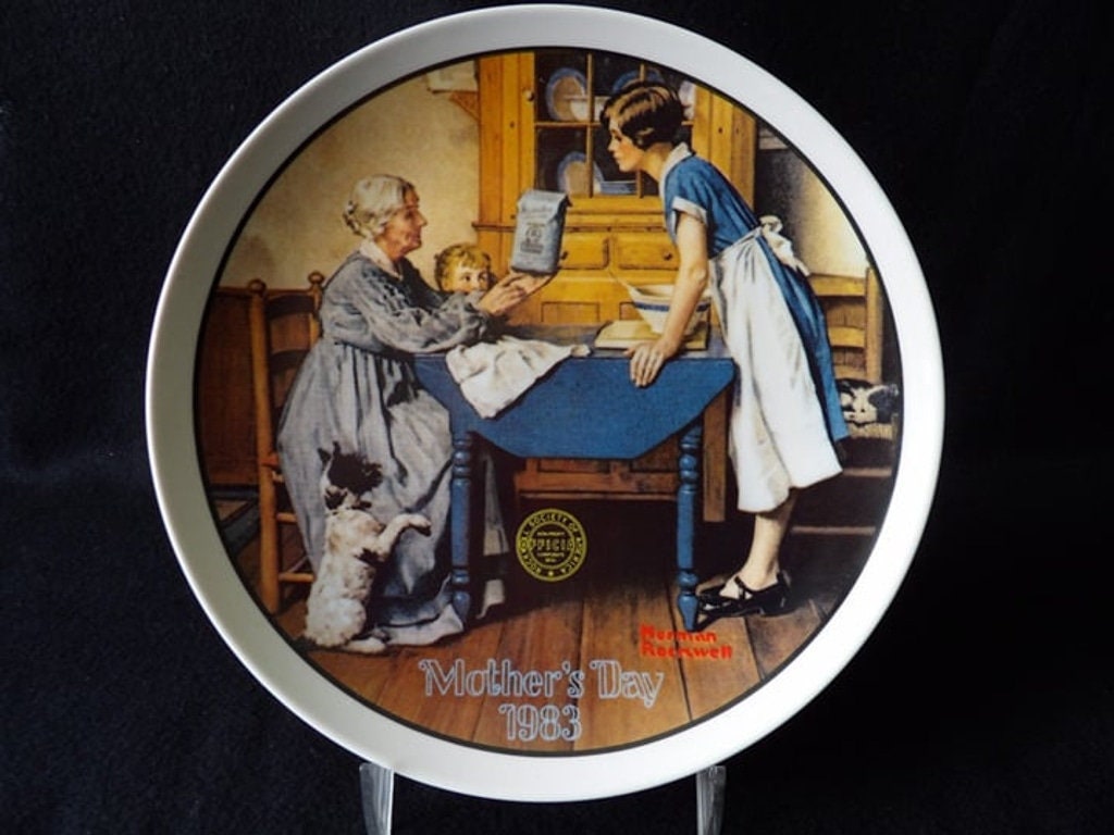 Norman Rockwell 1983 Mother's Day Plate — "Add Two Cups and a Measure of Love" Edwin M. Knowles