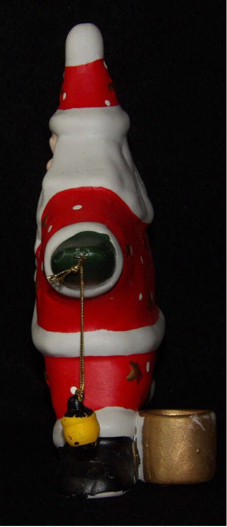 Vintage Ceramic Star-Shaped Santa Claus Candle Holder — Holiday Décor Collectible