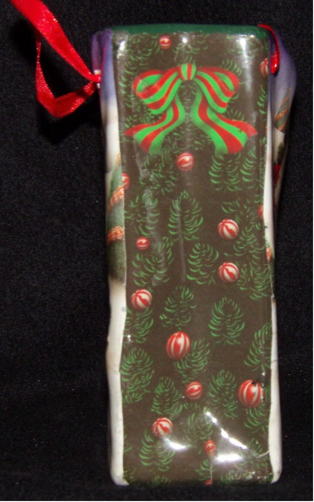 Vintage Multicolor Ceramic Christmas Bag — Holiday Décor & Collector's Piece