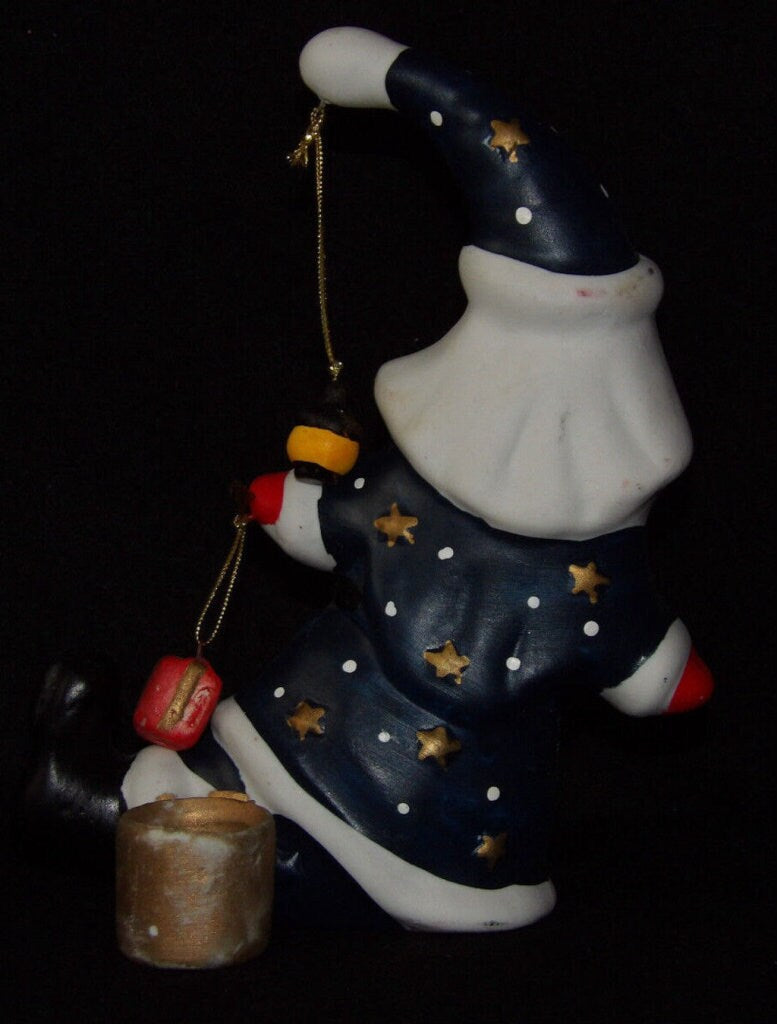 Vintage Ceramic Moon-Shaped Santa Claus Candle Holder — Holiday Décor Collectible