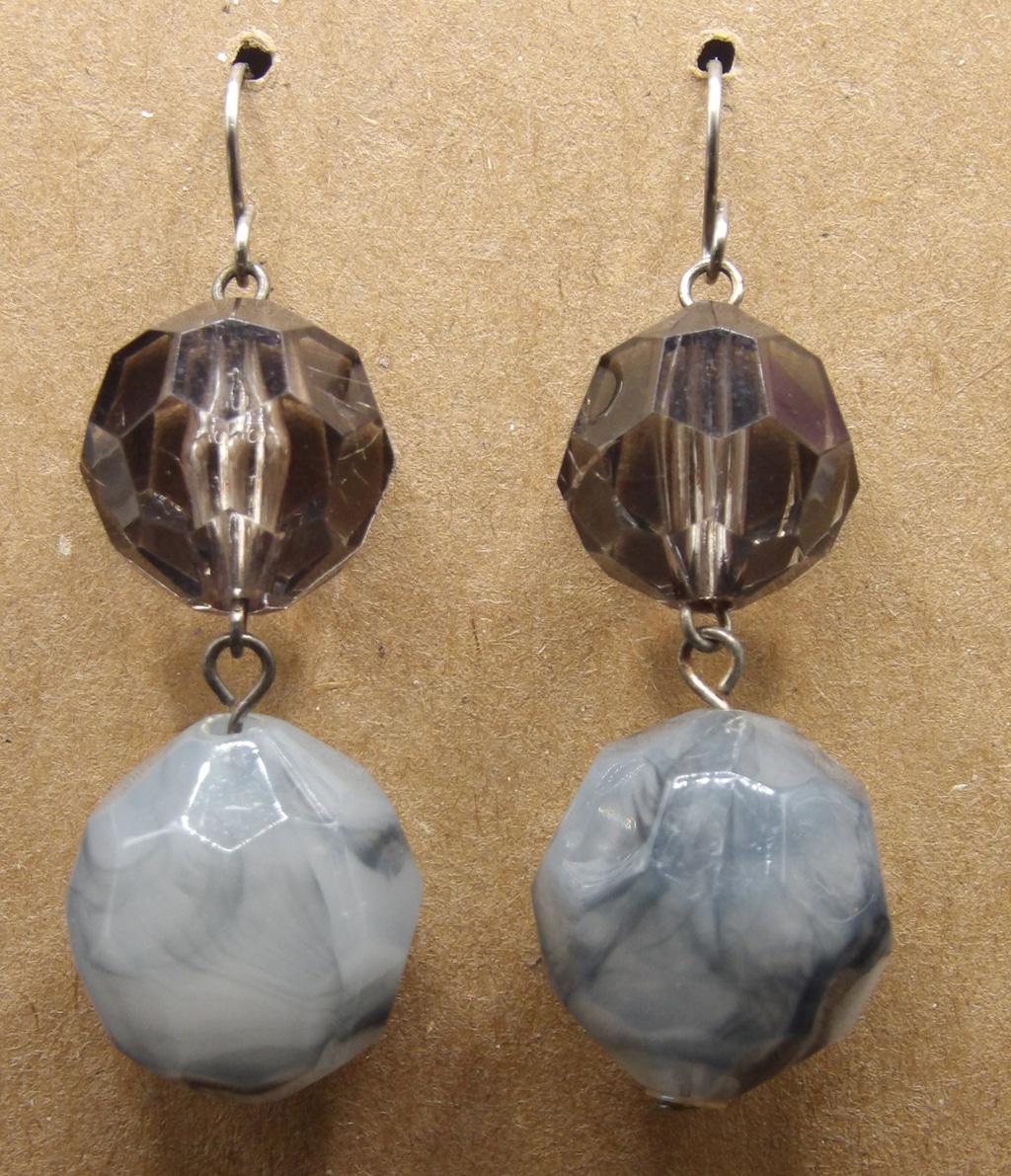 Women's Gray & White Marbled Bead Drop Earrings