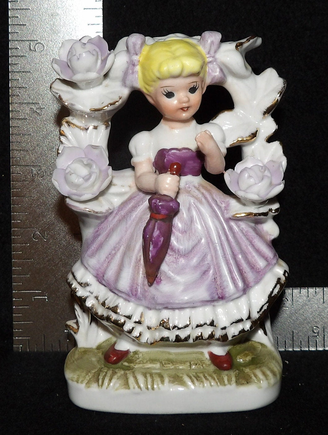 Vintage Girl Under Flower Trellis Figurine