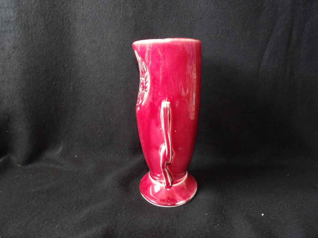 Red Ceramic Flower Design Home Decor Vase 1940's