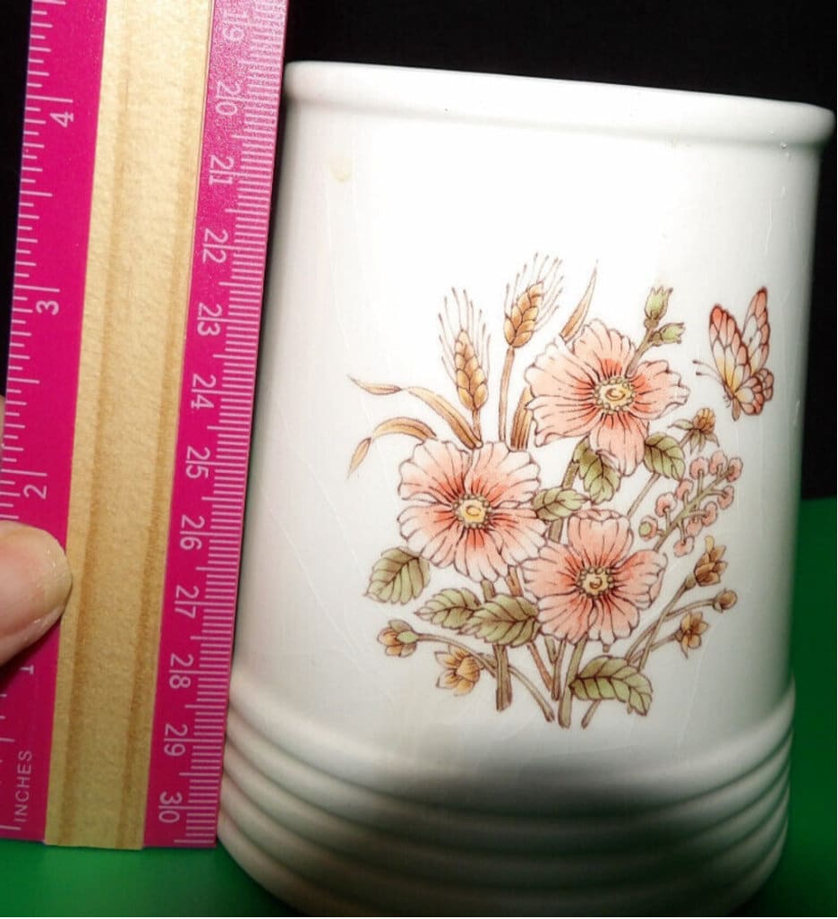 Vintage Ceramic Floral Canister Without Lid — Colorful Flower Design Home Décor