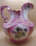 Rare Torquay Haynes Salts Pitcher Pink with Violets and Gold Trimming
