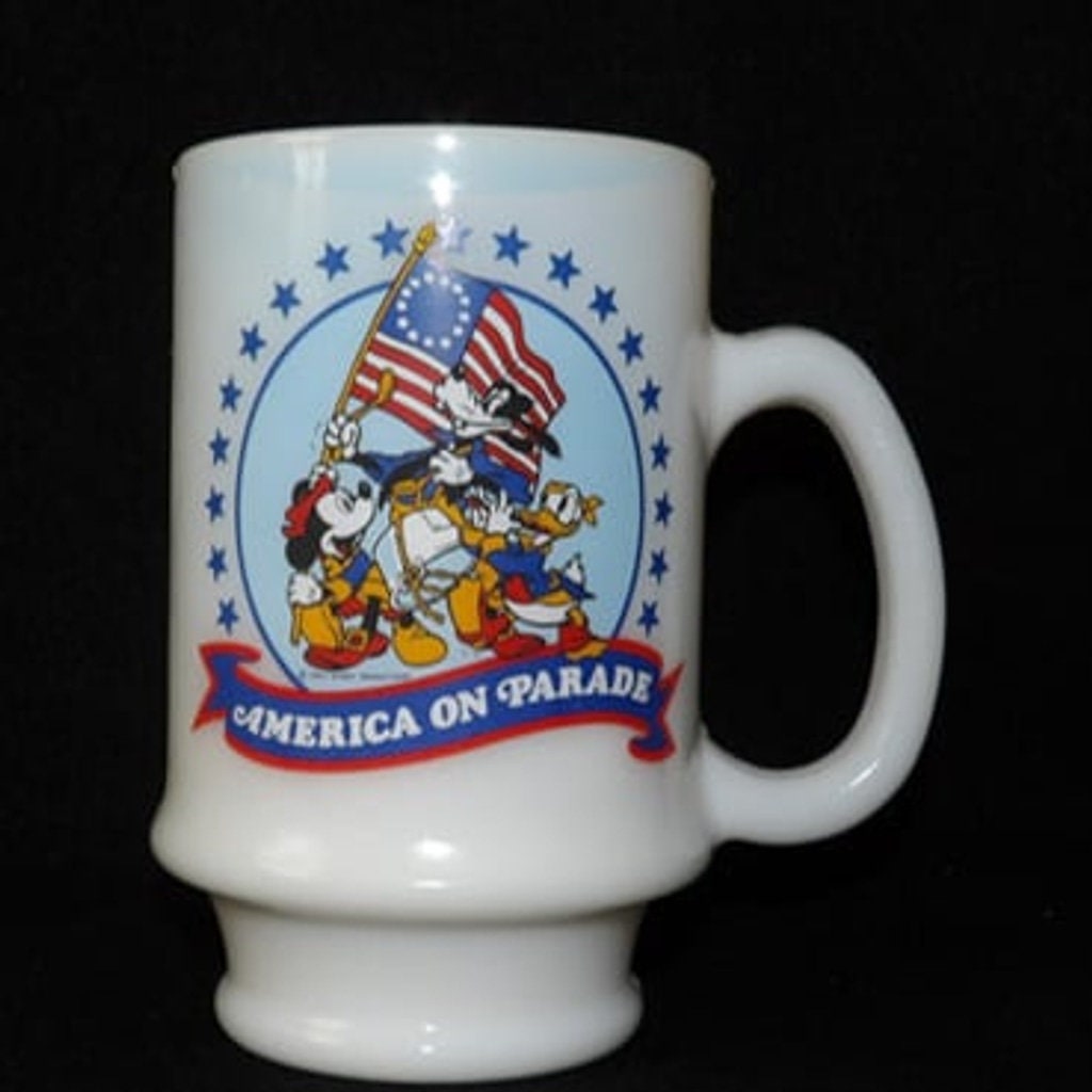 Vintage America on Parade Milk Glass Mug