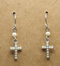 Women's Silver-Tone Cross & Faux Pearl Dangle Earrings