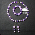 Purple Lucite Chunky Beaded Jewelry Set — Necklace, Bracelet & Earrings
