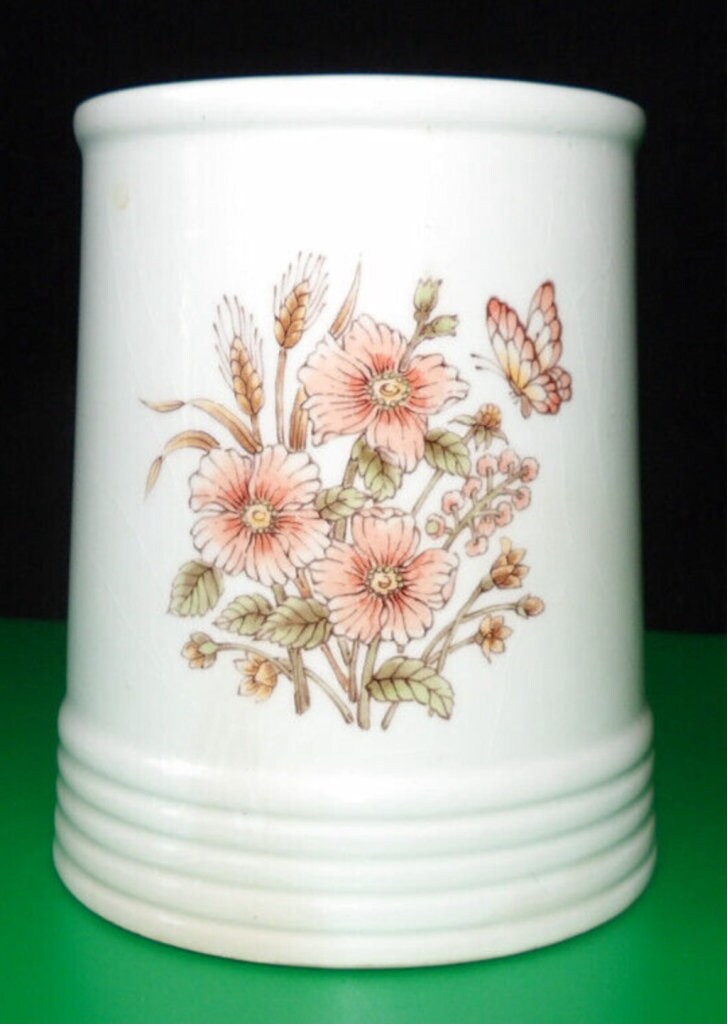 Vintage Ceramic Floral Canister Without Lid — Colorful Flower Design Home Décor