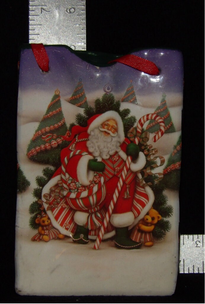 Vintage Multicolor Ceramic Christmas Bag — Holiday Décor & Collector's Piece