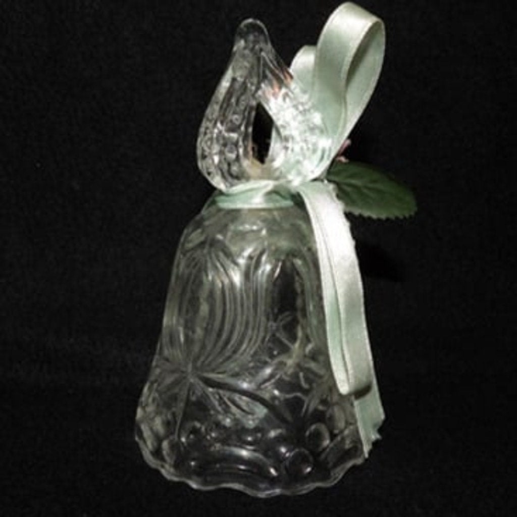 Vintage Small Glass Bell with Pink Flowers & Pearl Trim
