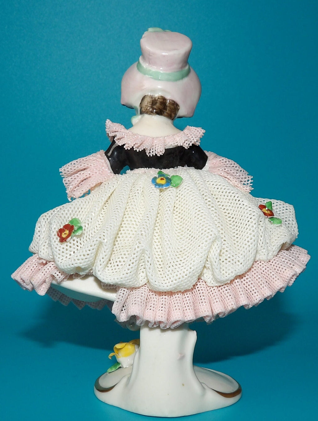 Antique 1930s Dresden Girl Figurine with Lace Detail — Rare Porcelain Collectible