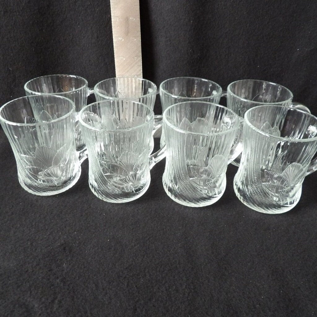 Rare Vintage Glcoloc France Glass Mugs Set of 12 — Crocus Lotus Design