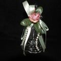 Vintage Small Glass Bell with Pink Flowers & Pearl Trim