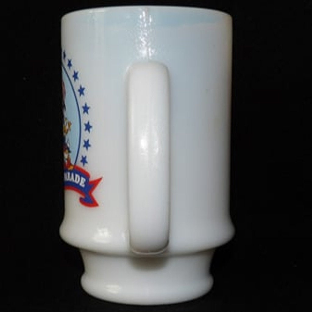 Vintage America on Parade Milk Glass Mug
