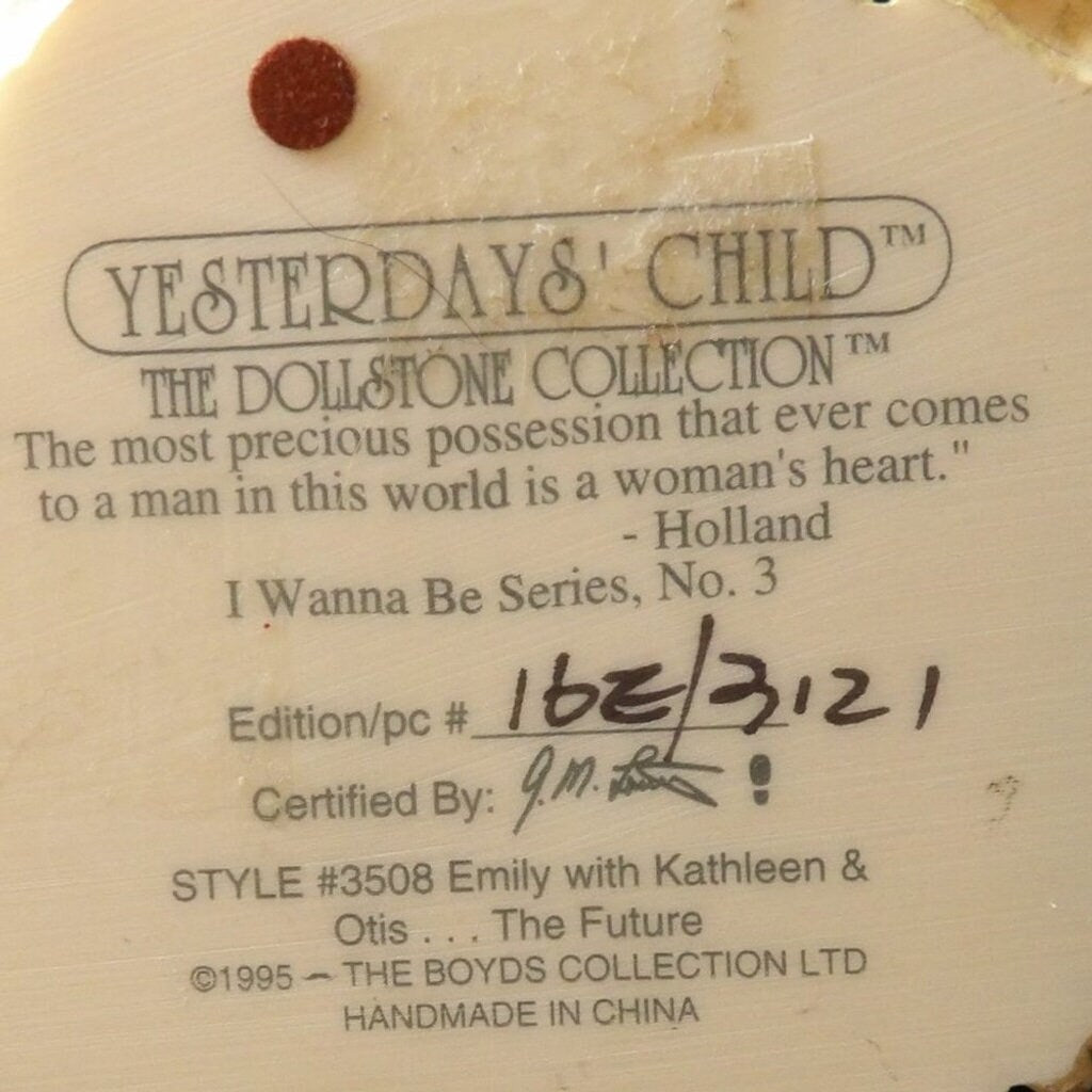 Boyds Collection Dollstone "Emily with Kathleen & Otis" — Yesterday's Child I Wanna Be Series #3508