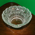 Vintage 1950s Hawaiian Orchids Frosted Clear Pressed Glass Candy & Nut Bowl