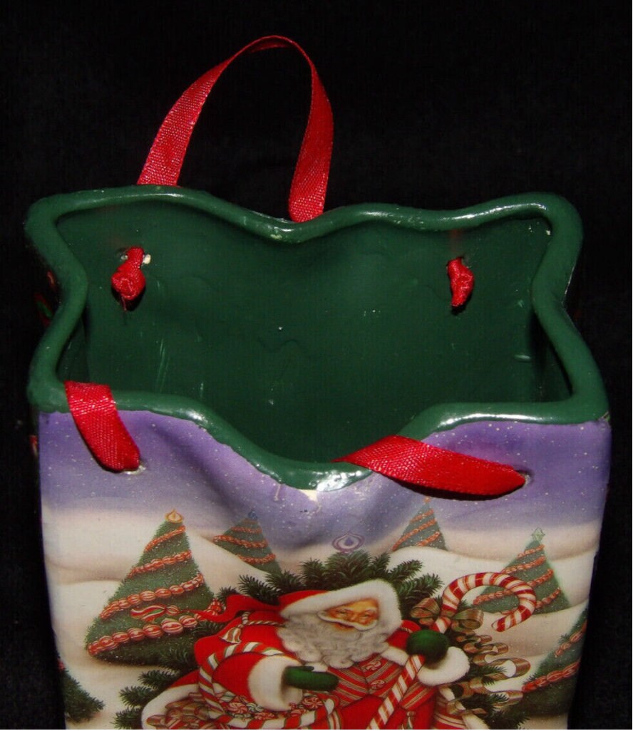 Vintage Multicolor Ceramic Christmas Bag — Holiday Décor & Collector's Piece