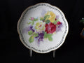 Vintage 1955 Hand-Painted Porcelain Christmas Plate — Roses & Lilacs with Gold Trim