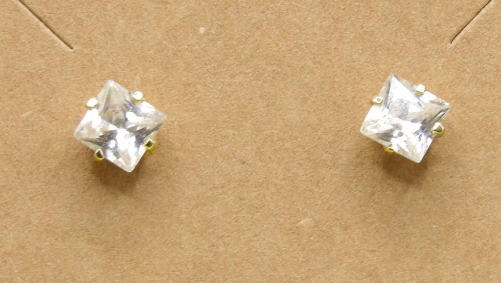 Women's Gold-Tone Square Crystal Stud Earrings