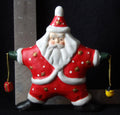 Vintage Ceramic Star-Shaped Santa Claus Candle Holder — Holiday Décor Collectible