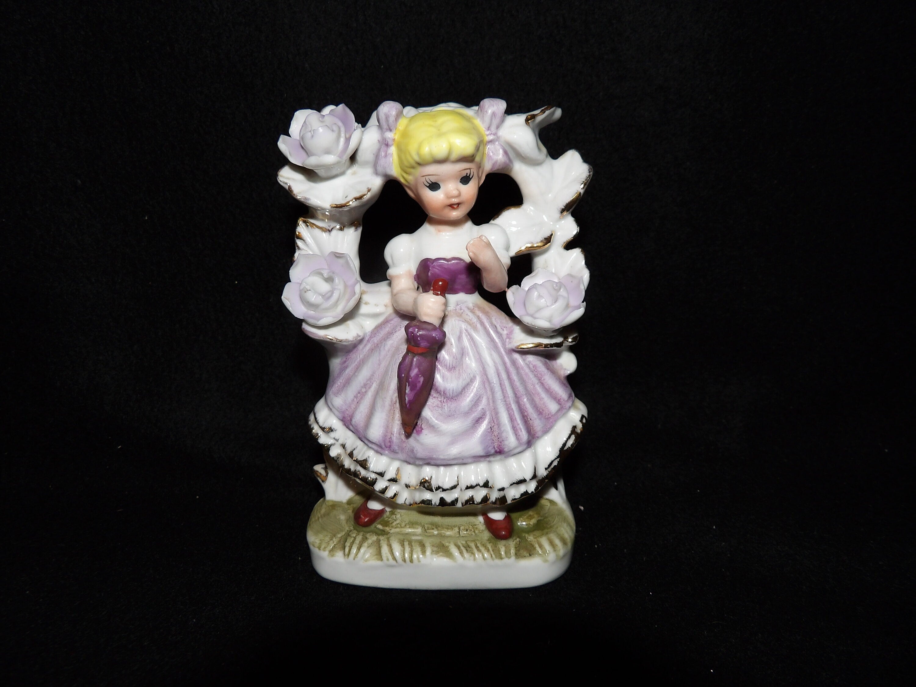 Vintage Girl Under Flower Trellis Figurine