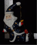 Vintage Ceramic Moon-Shaped Santa Claus Candle Holder — Holiday Décor Collectible