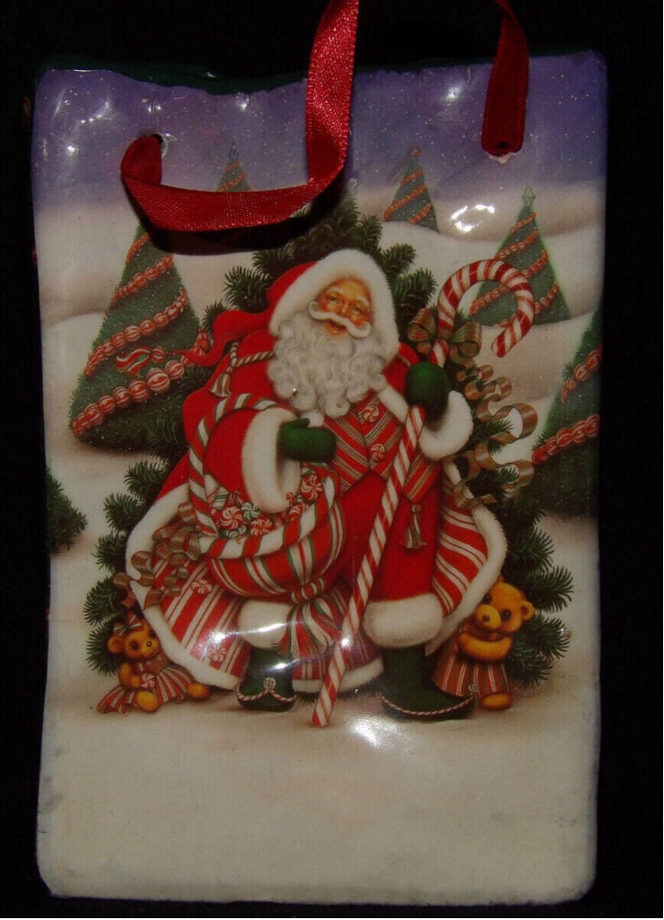 Vintage Multicolor Ceramic Christmas Bag — Holiday Décor & Collector's Piece