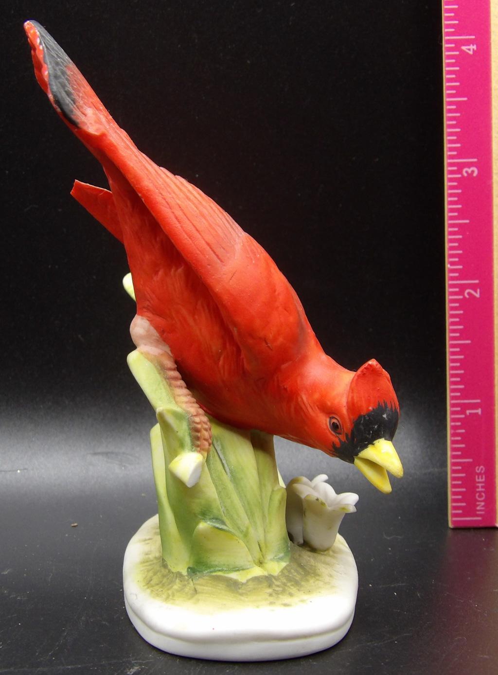 Lefton China Hand-Painted Cardinal Figurine #KW464 — Vintage Bird Collectible