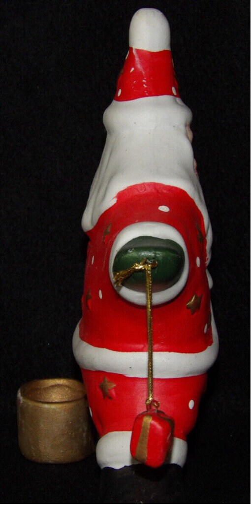 Vintage Ceramic Star-Shaped Santa Claus Candle Holder — Holiday Décor Collectible