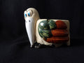 Vintage Ceramic Stork Ashtray — Whimsical Brown & Green Bird Figurine Ashtray