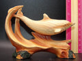 Beige & Brown Dolphin Wood Sculpture