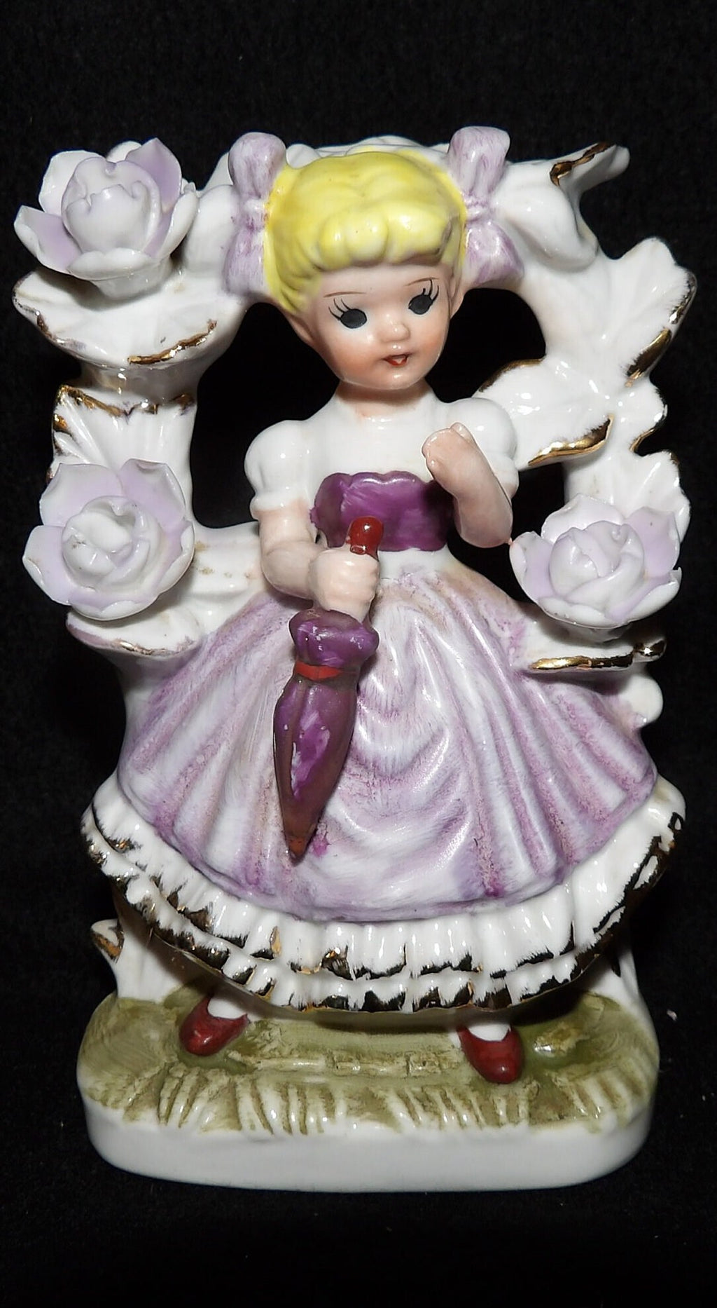 Vintage Girl Under Flower Trellis Figurine