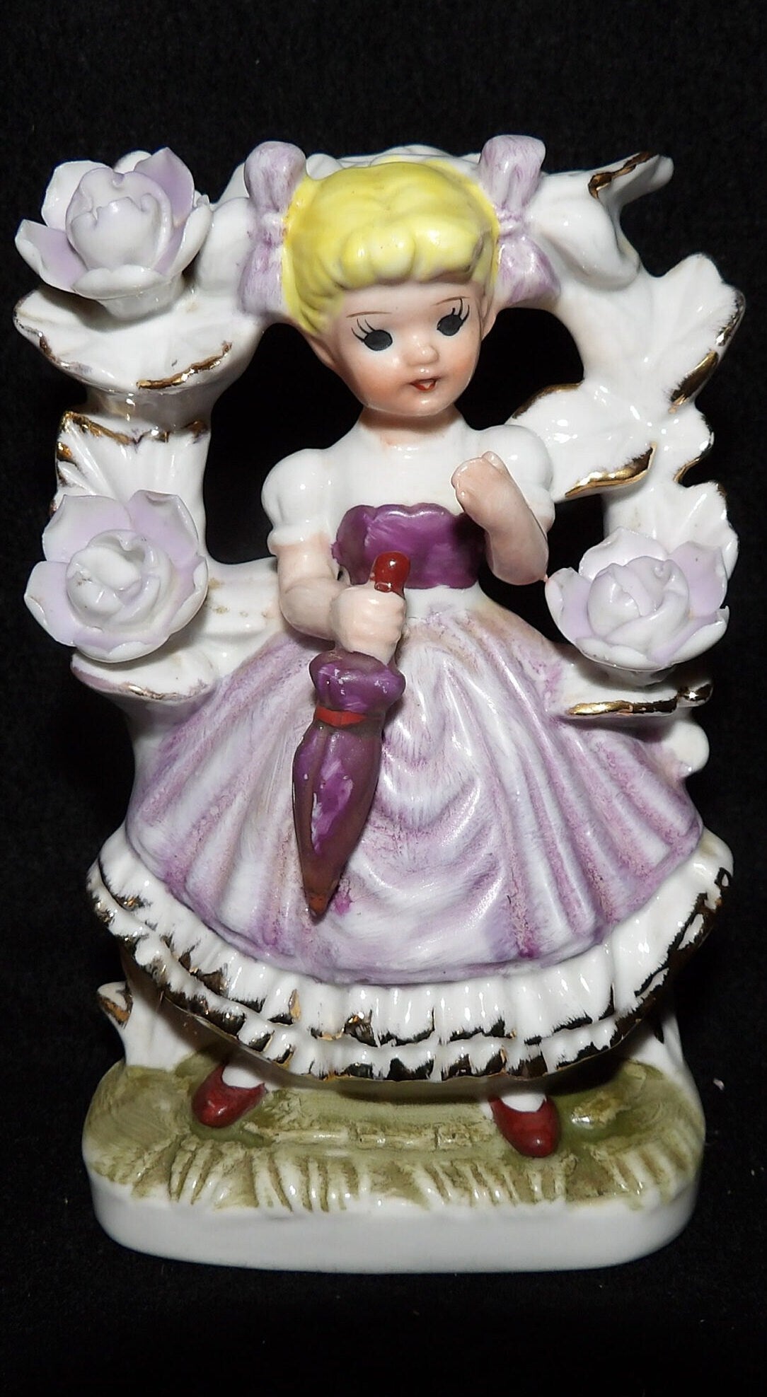 Vintage Girl Under Flower Trellis Figurine